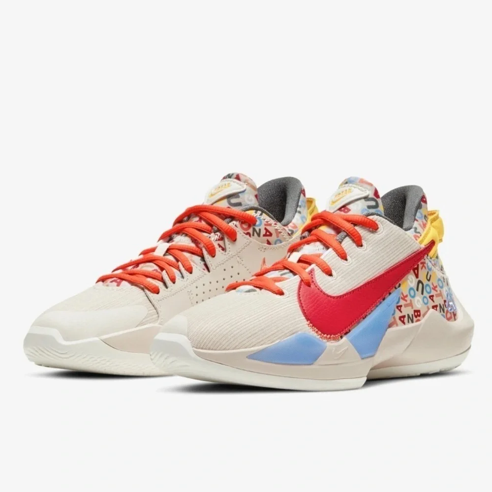 NIKE FREAK 2 MVP ALPHABET Sneakers air zoom shoes white orange YOUTH 5